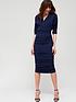  image of v-by-very-ruched-skirt-pencil-midi-dress-navy