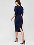  image of v-by-very-ruched-skirt-pencil-midi-dress-navy