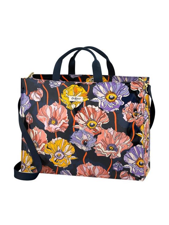 front image of cath-kidston-summer-poppy-midscale-strappy-carryall-bag-navy