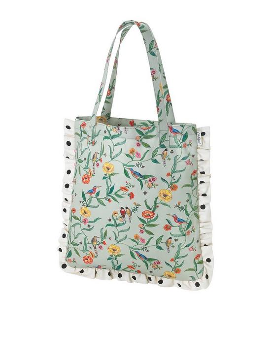 front image of cath-kidston-summer-birds-frill-tote-bag-green