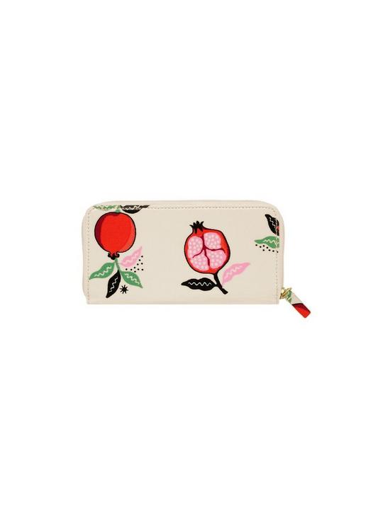 back image of cath-kidston-pomegranate-continental-zip-wallet-cream