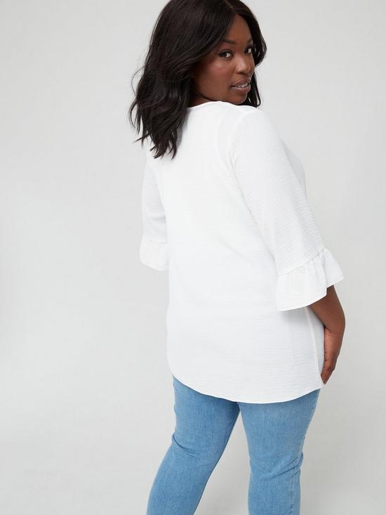 stillFront image of v-by-very-curve-button-front-angel-sleeve-blouse-ivory