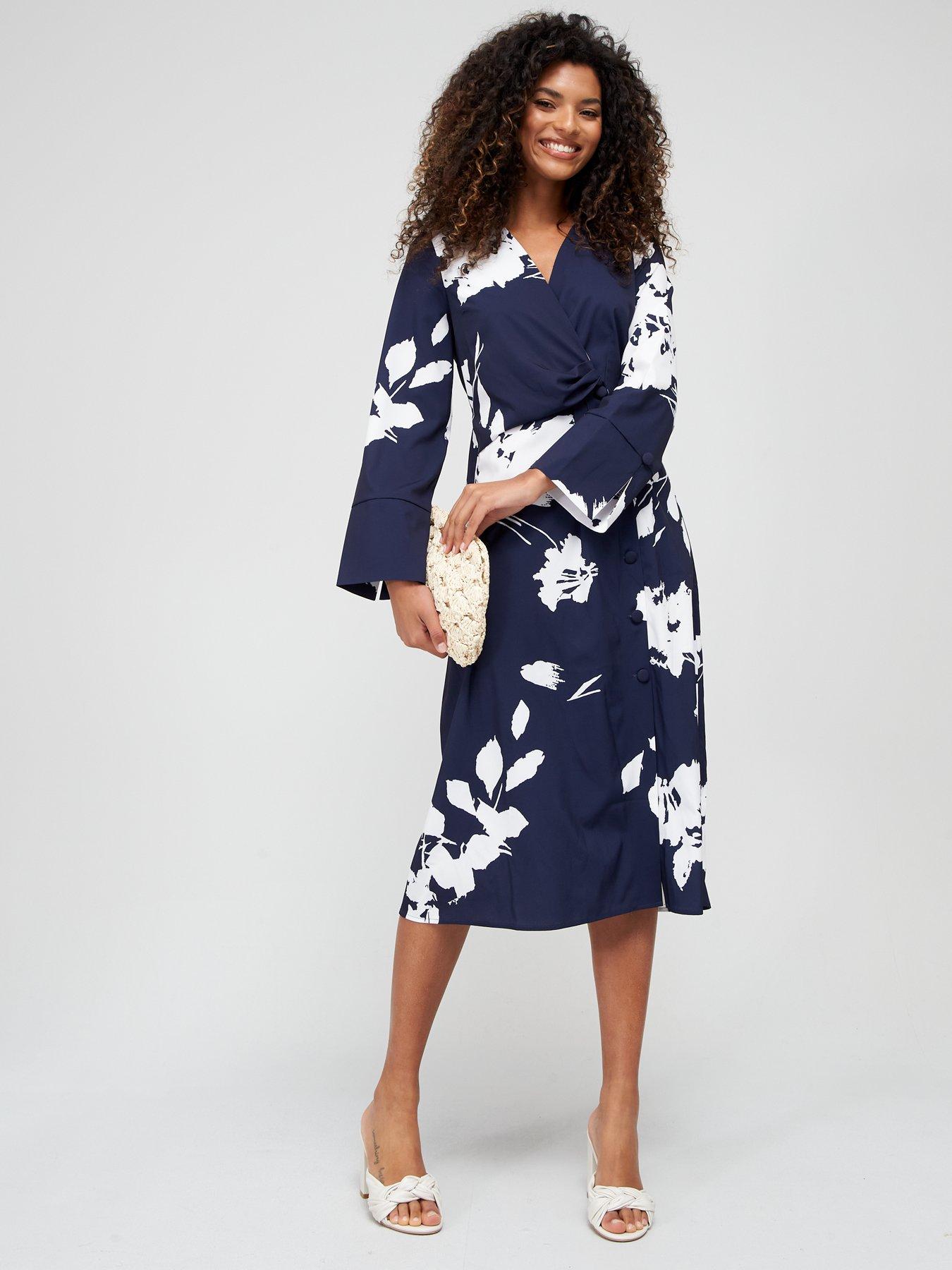 kimono wrap midi dress