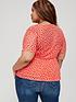  image of v-by-very-curve-short-sleeve-floral-mesh-peplum-top-red