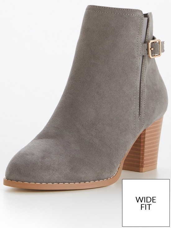 stillFront image of everyday-wide-fit-block-heel-ankle-boot-grey