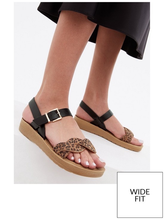 stillFront image of new-look-wide-fit-stone-leopard-print-2-part-flatform-sandals