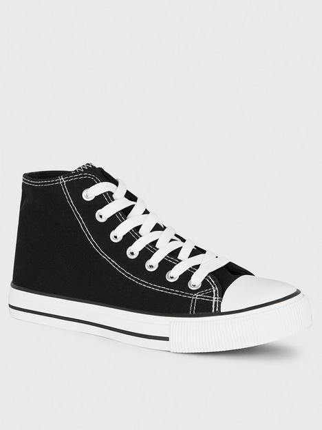 new-look-black-canvas-high-top-trainers
