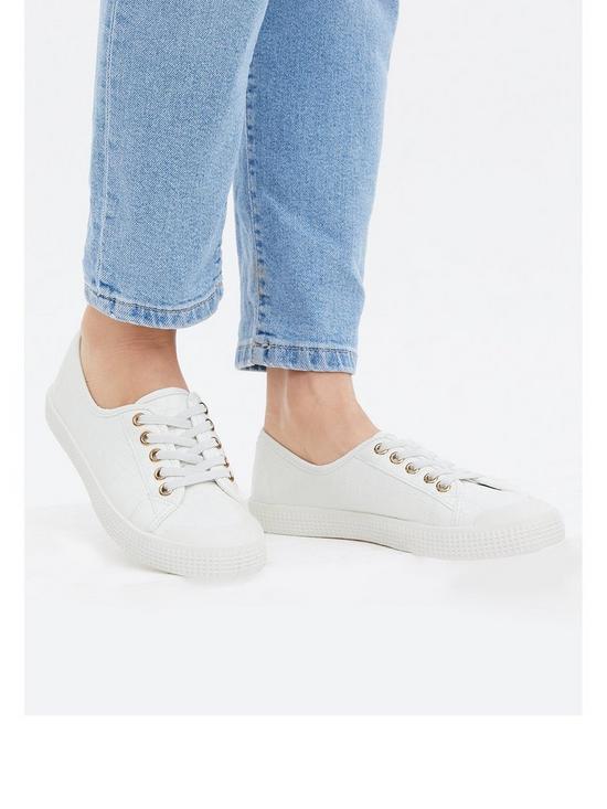 stillFront image of new-look-white-faux-croc-elastic-lace-trainers