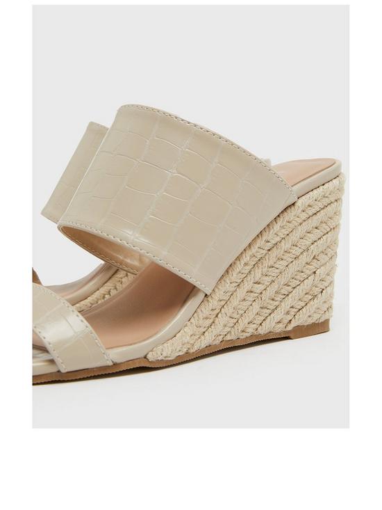 stillFront image of new-look-cream-faux-croc-espadrille-wedge-mules
