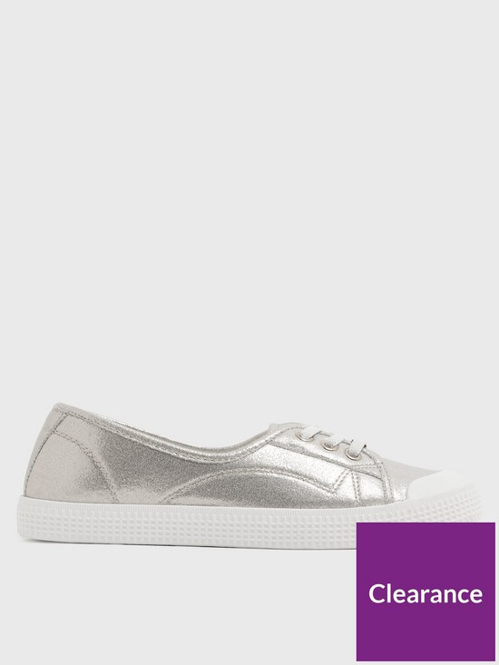 front image of new-look-shimmer-plimsoll-silver