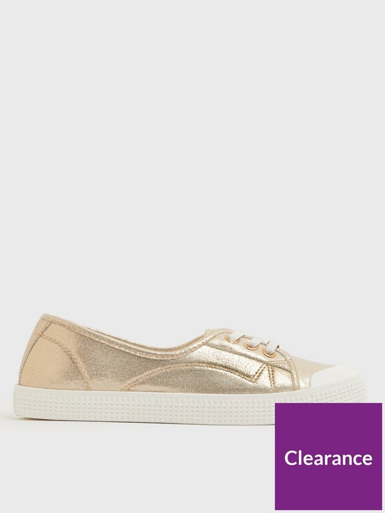 front image of new-look-shimmer-plimsoll-gold