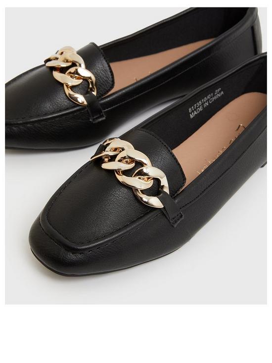 stillFront image of new-look-black-leather-look-chain-loafers