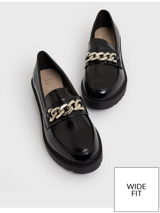front image of new-look-wide-fitnbspchain-chunky-cleated-loafers-black