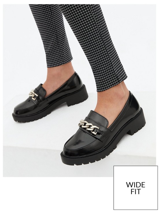 stillFront image of new-look-wide-fitnbspchain-chunky-cleated-loafers-black