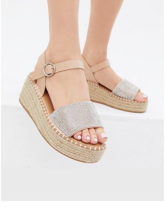 stillFront image of new-look-wide-fit-cream-glitter-2-part-espadrille-wedge-sandals