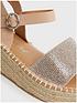  image of new-look-wide-fit-cream-glitter-2-part-espadrille-wedge-sandals