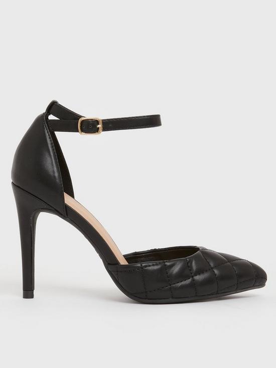 front image of new-look-black-quilted-pointed-stiletto-heel-court-shoes