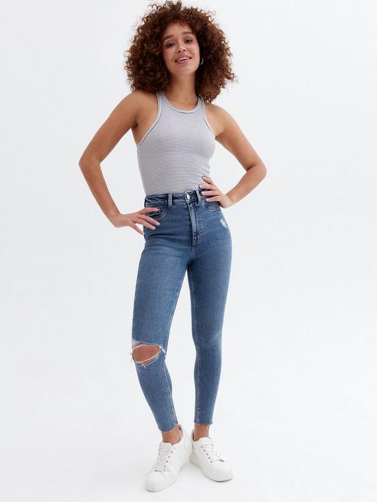 front image of new-look-ripped-high-waist-hallie-super-skinny-jeans-blue