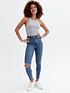  image of new-look-ripped-high-waist-hallie-super-skinny-jeans-blue