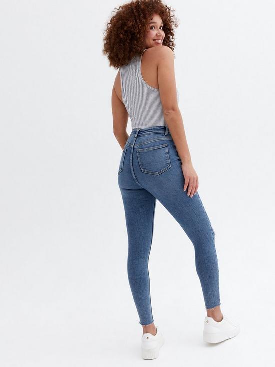 stillFront image of new-look-ripped-high-waist-hallie-super-skinny-jeans-blue