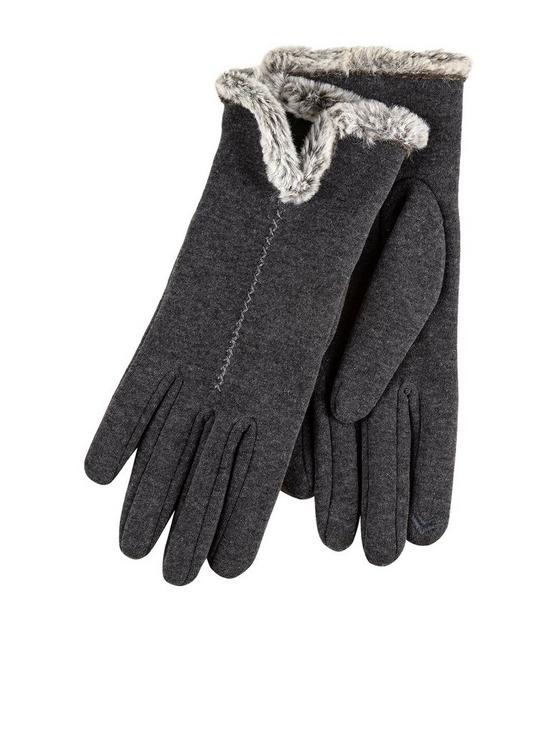 front image of totes-thermal-smartouch-gloves-with-tipped-fauxnbspfur-cuff-grey