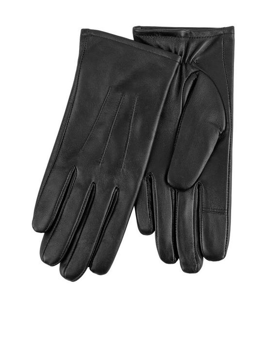 front image of totes-3-point-smartouch-leather-gloves-black