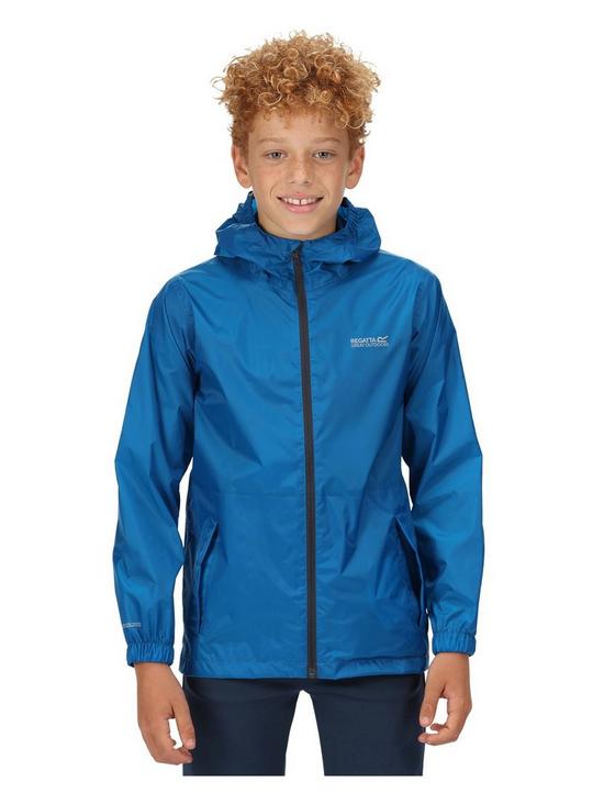front image of regatta-kids-pack-it-iii-waterproof-jacket-blue