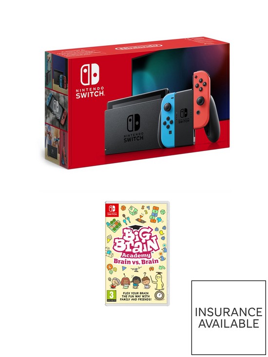 front image of nintendo-switch-neon-console-with-big-brain-academy-brain-vs-brain