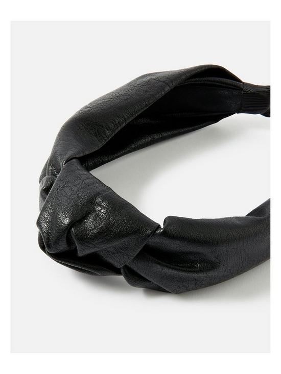back image of accessorize-textured-pu-knot-alice-band-black