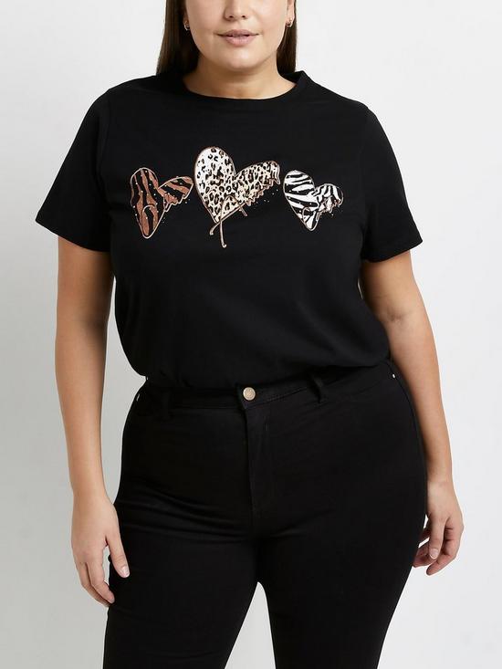 front image of ri-plus-animal-print-graphicnbspheart-t-shirt-black