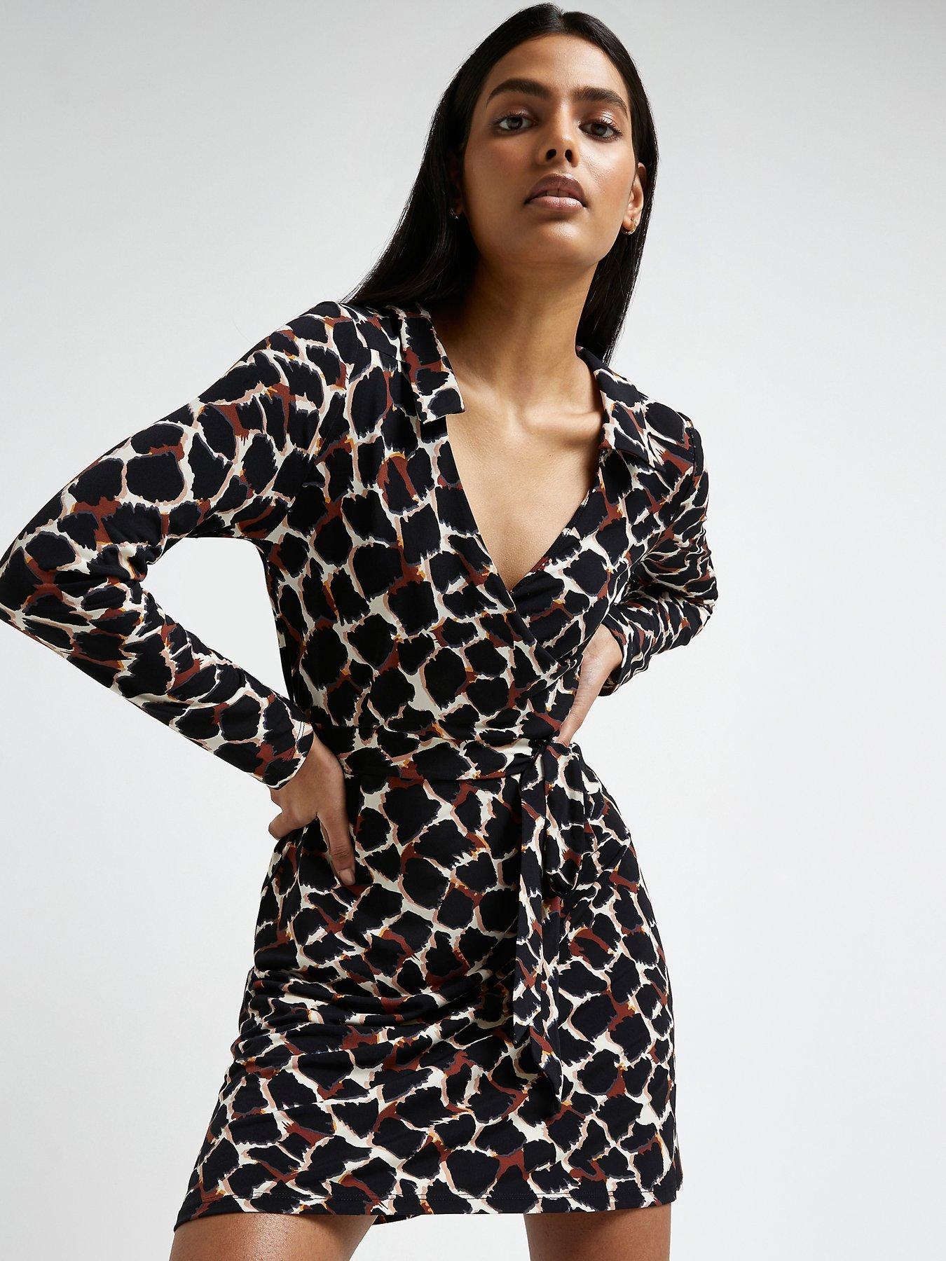 river island white non print tie shirt midi dress