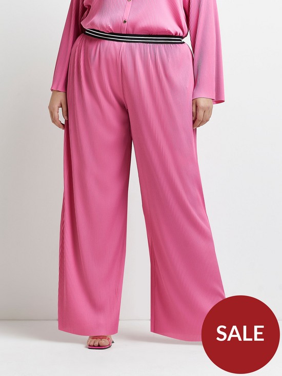 front image of ri-plus-pleated-wide-leg-trousers-pink