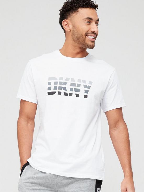 front image of dkny-fisher-cats-lounge-t-shirt-white