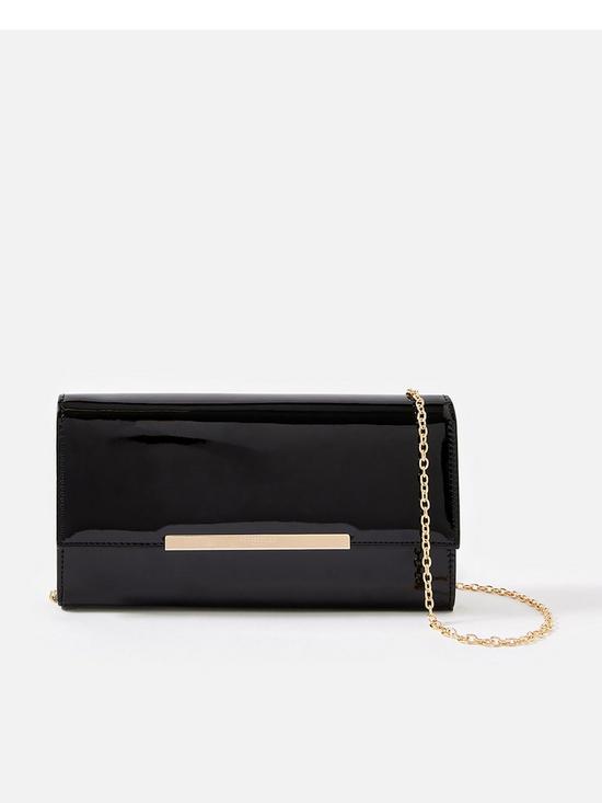 front image of accessorize-patent-clutch