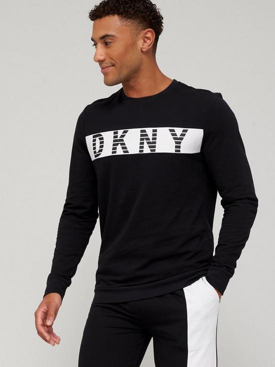 front image of dkny-redskins-long-sleeve-lounge-top-black