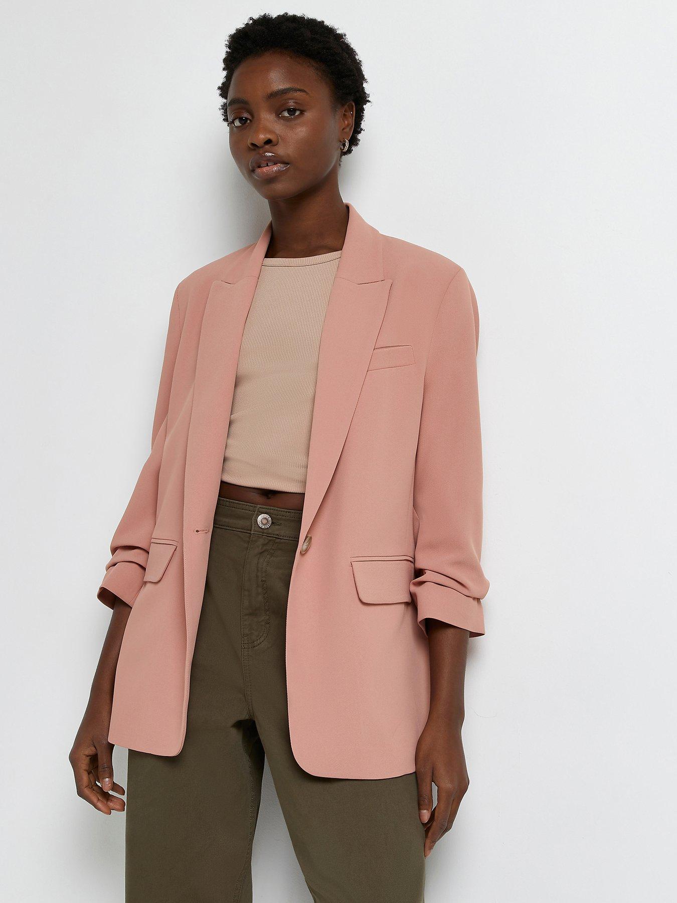 river island collarless coat