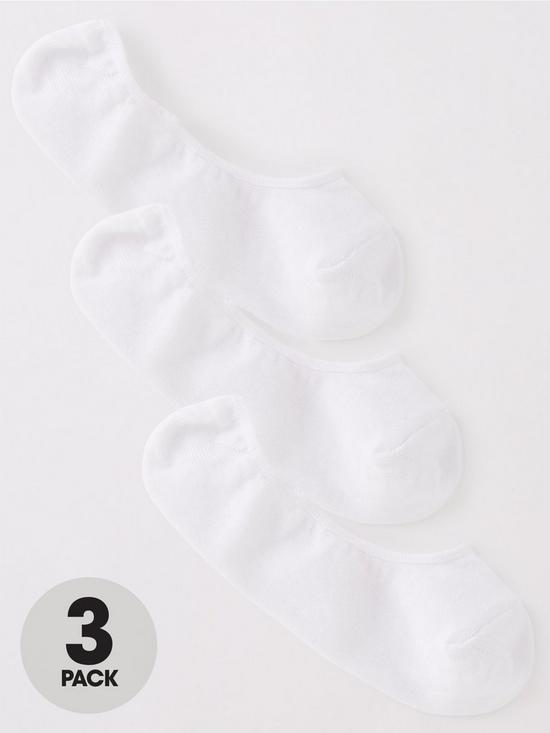 front image of everyday-3-pack-of-invisible-trainer-liner-socks-with-heel-grips-white