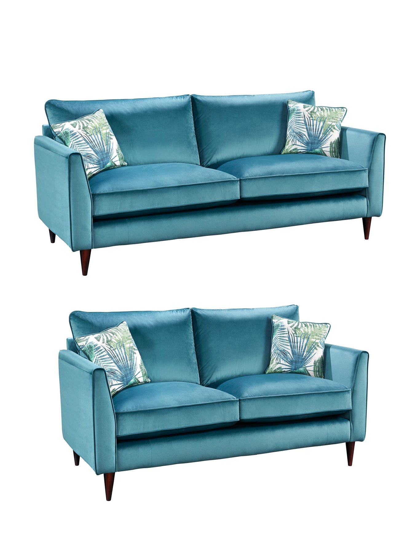 undefined Pasha Fabric 3 Seater + 2 Seater Sofa Set (Buy and SAVE!) - Teal - Made to order in the UK