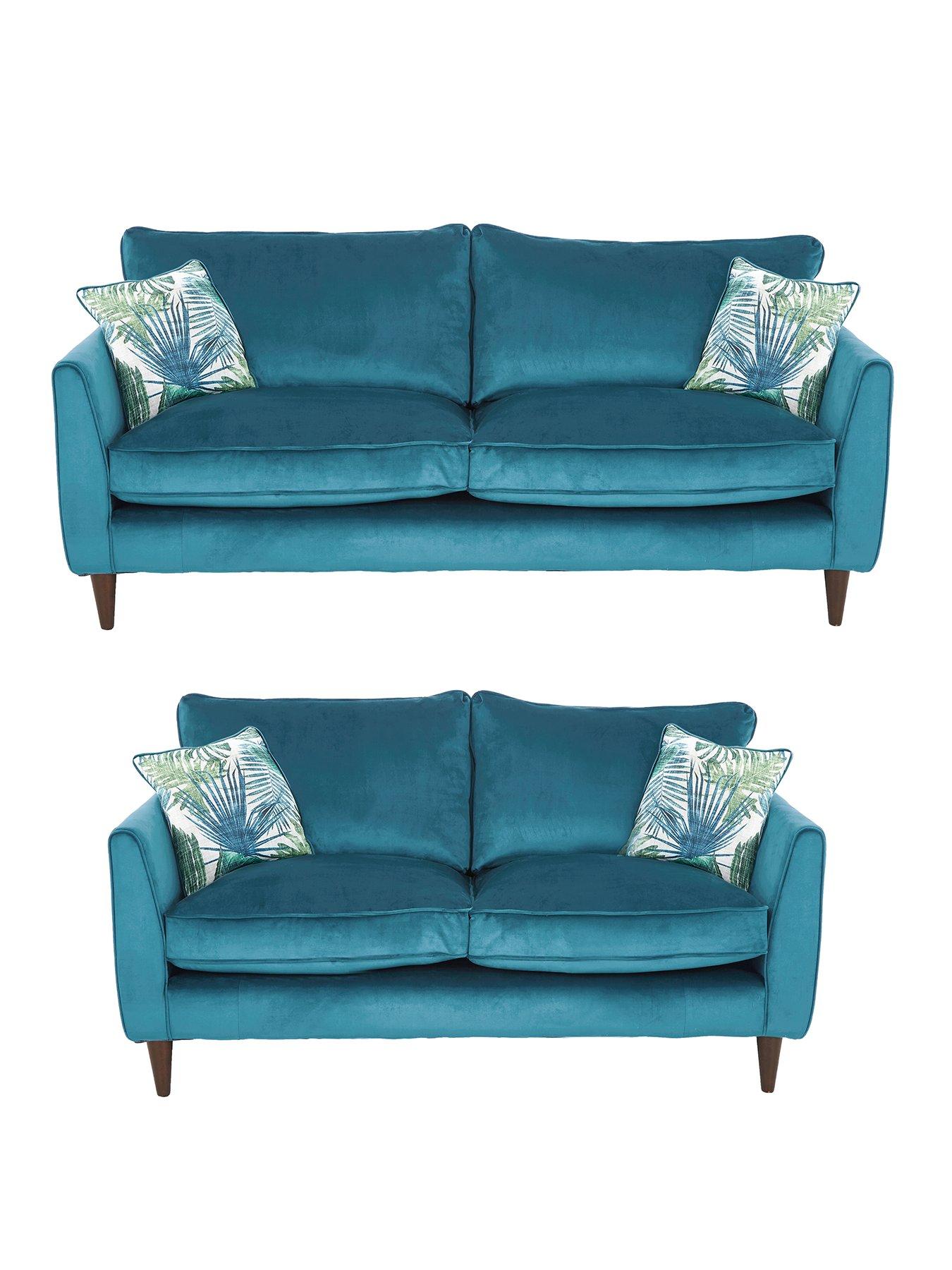Image 2 of 5 of Very Home Pasha Fabric 3 Seater + 2 Seater Sofa Set (Buy and SAVE!) - Teal&nbsp;- Made to order in the UK