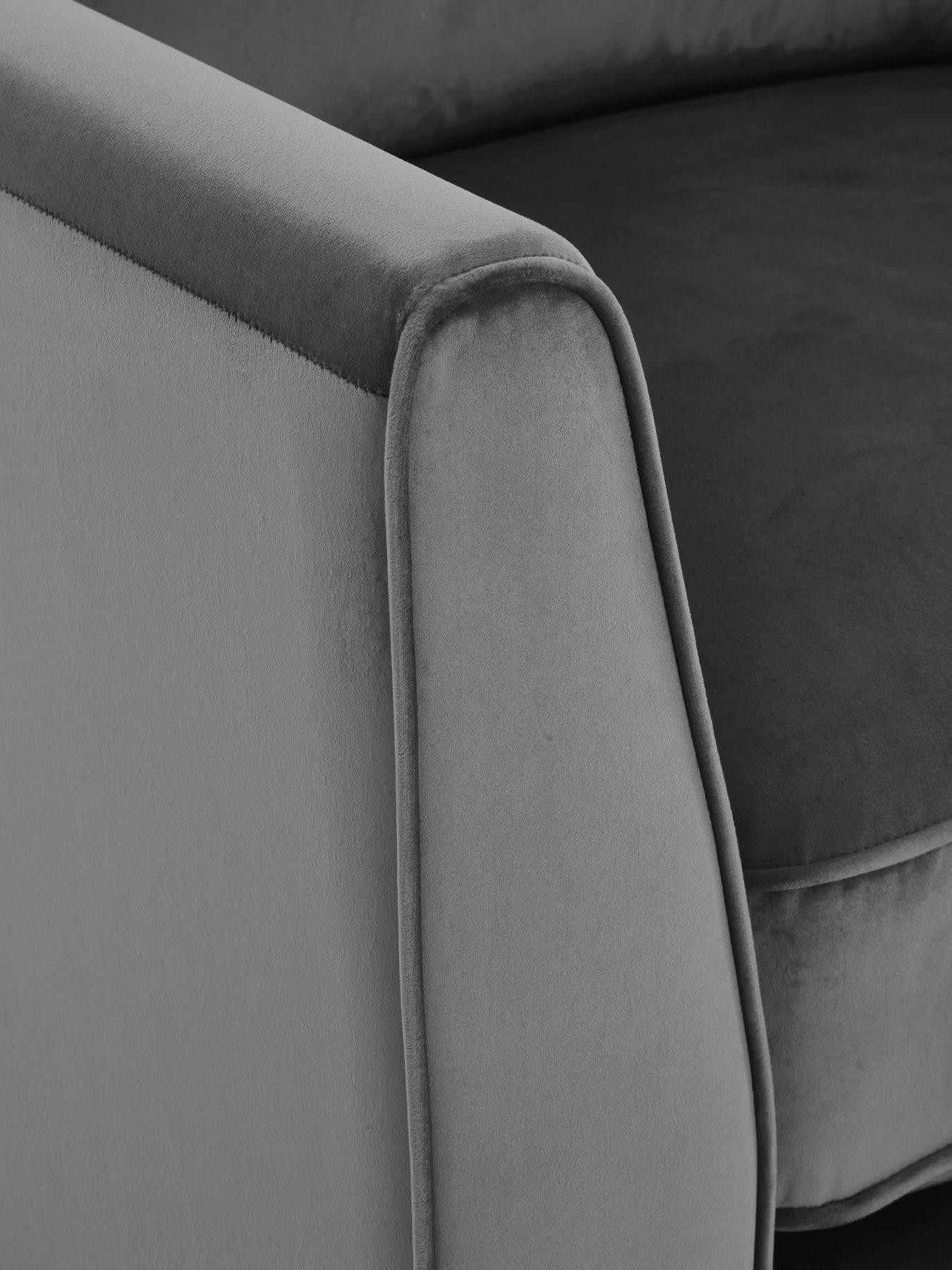  image of very-home-pasha-small-fabric-right-hand-chaise-sofa-grey