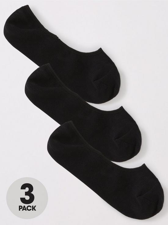 front image of everyday-3-pack-ofnbspinvisible-trainer-liner-socks-with-heel-grips-black