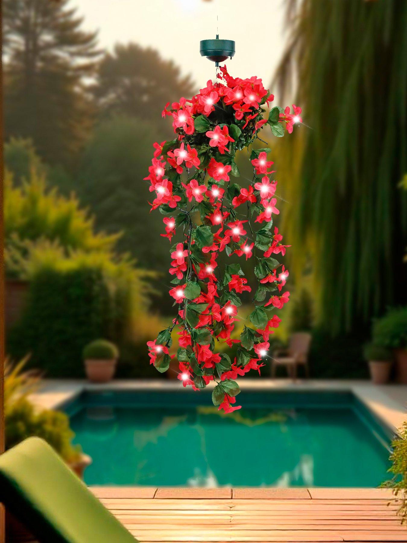 Image 1 of 7 of Streetwize 30&nbsp;LED Warm White Solar Hanging Primrose Flowers&nbsp;(Pink)