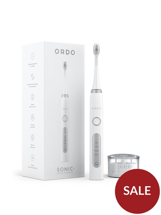 front image of ordo-sonic-electric-toothbrush-whitesilver
