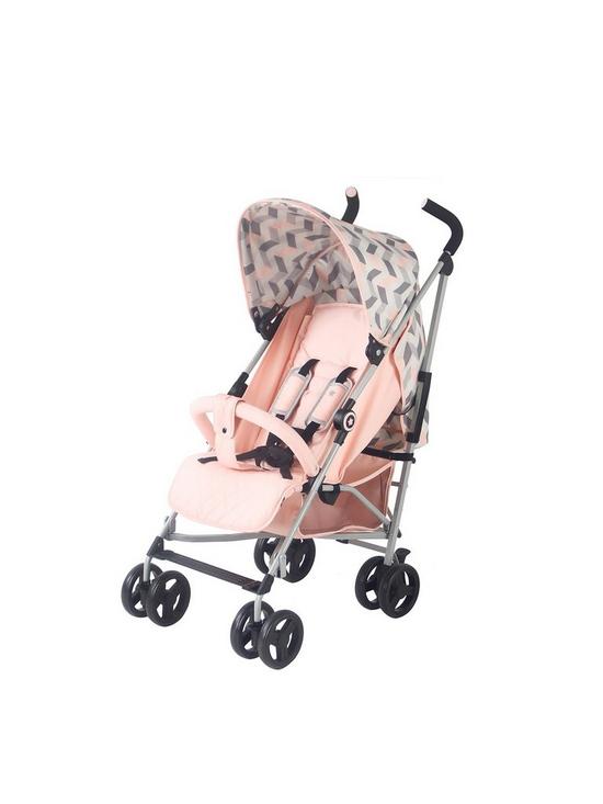 stillFront image of my-babiie-mb02-stroller--nbsppink-and-grey-chevron