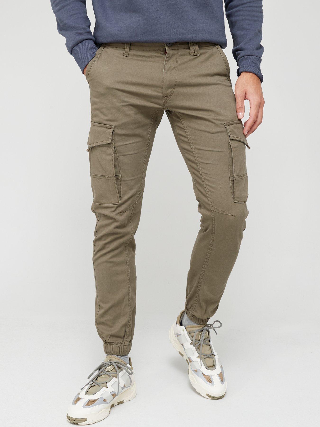 Jack Jones Tapered Slim Fit Cuffed Cargo Pants Dark Green