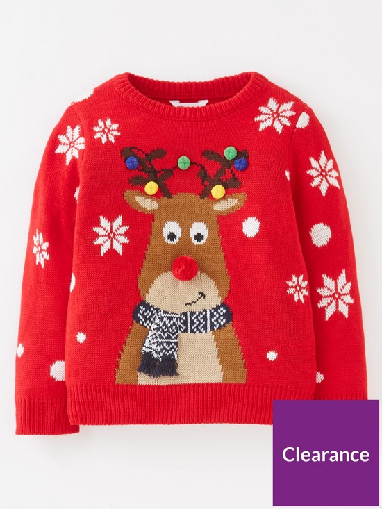 front image of mini-v-by-very-boys-christmas-jumper-red