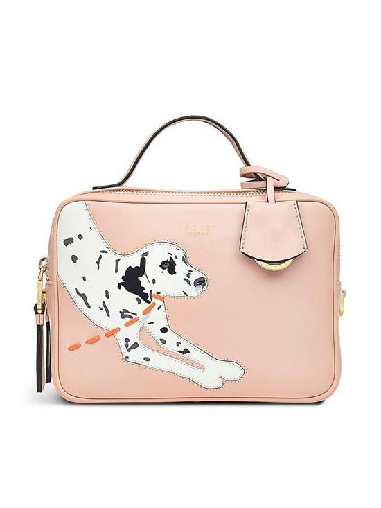 front image of radley-and-friends-leather-small-ziptop-crossbody-bag-prairie-pink