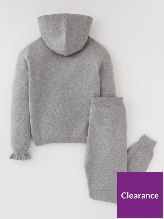 back image of v-by-very-girls-knitted-hoodie-and-jogger-set-grey