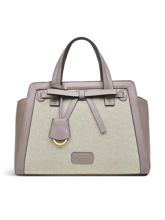 front image of radley-russell-hill-canvas-large-ziptop-grab-bag-espresso