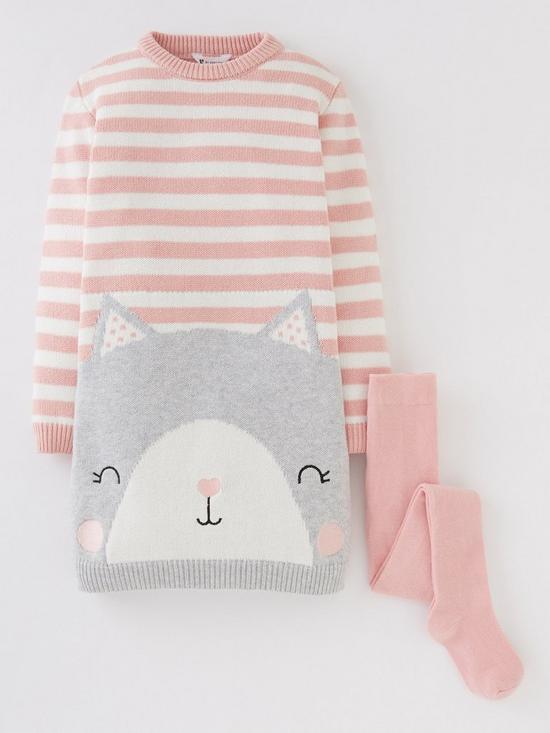 front image of mini-v-by-very-girls-cat-stripe-knitted-dress-and-tights-pink